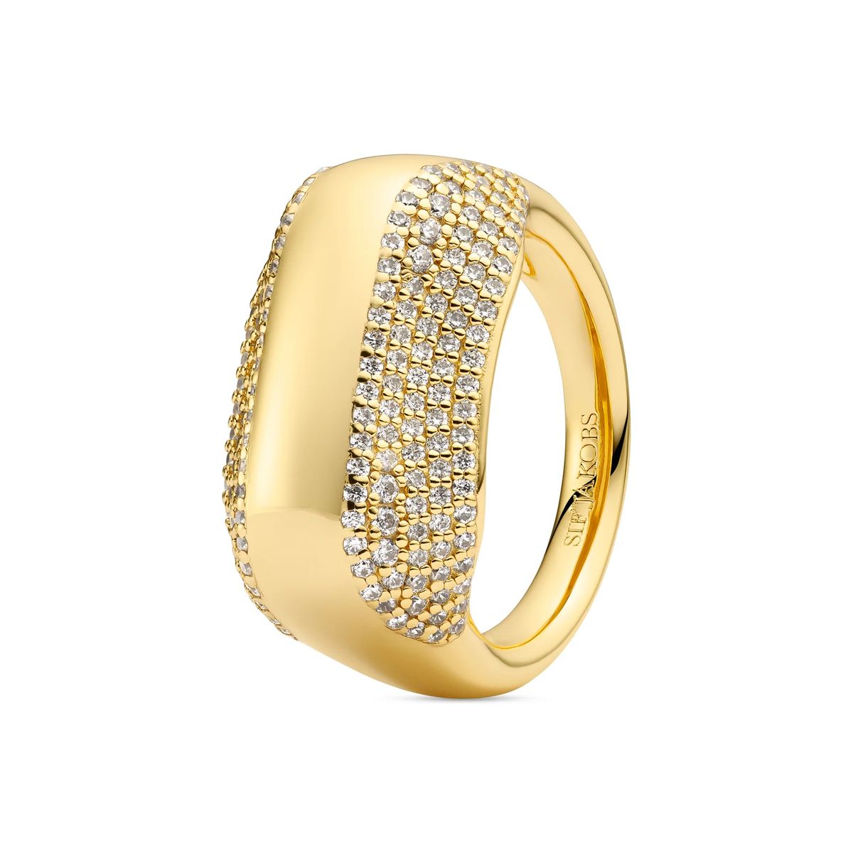 Markanter Pavé Bandring in Skulptur-Optik