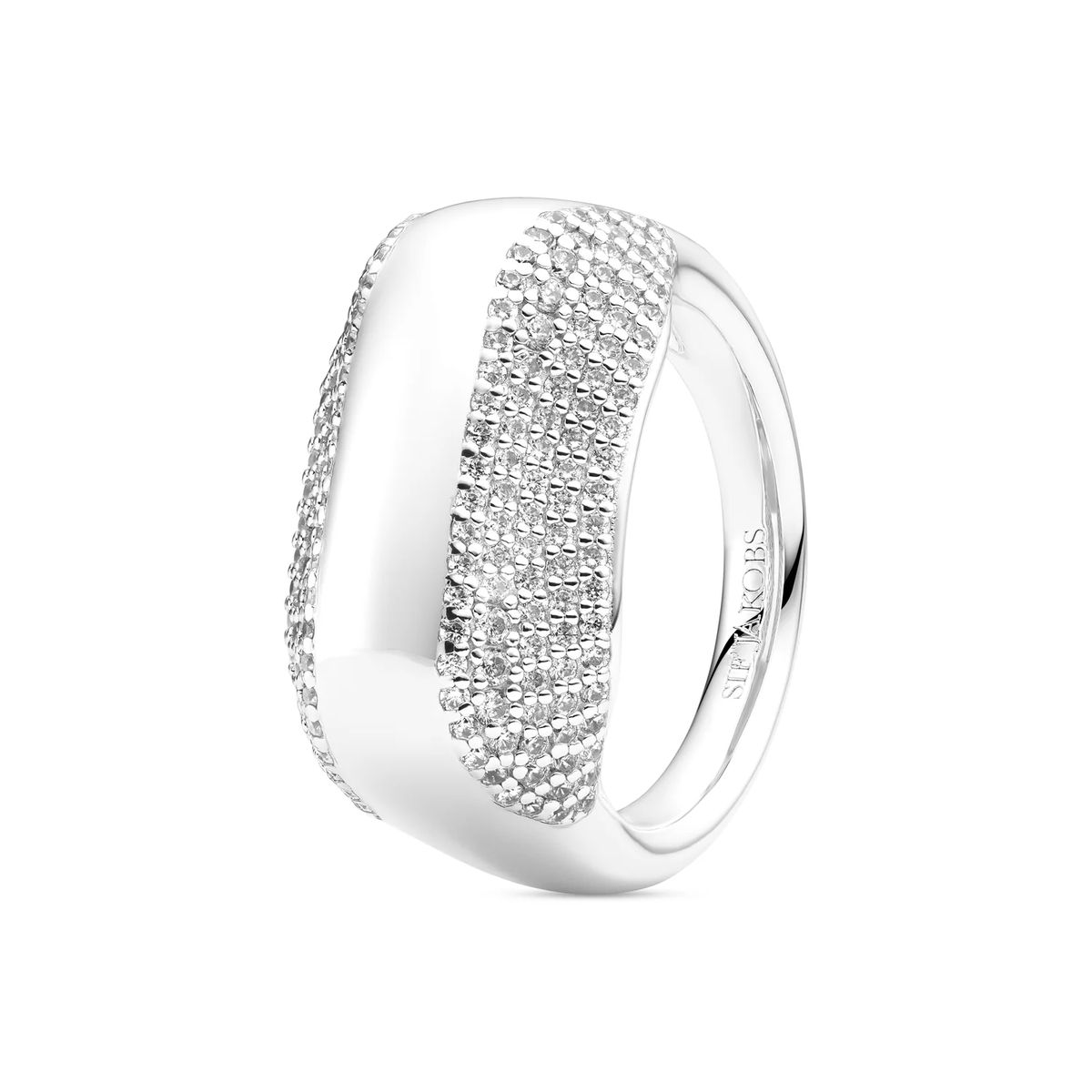 Moderner breiter Ring mit Pavé-Besatz