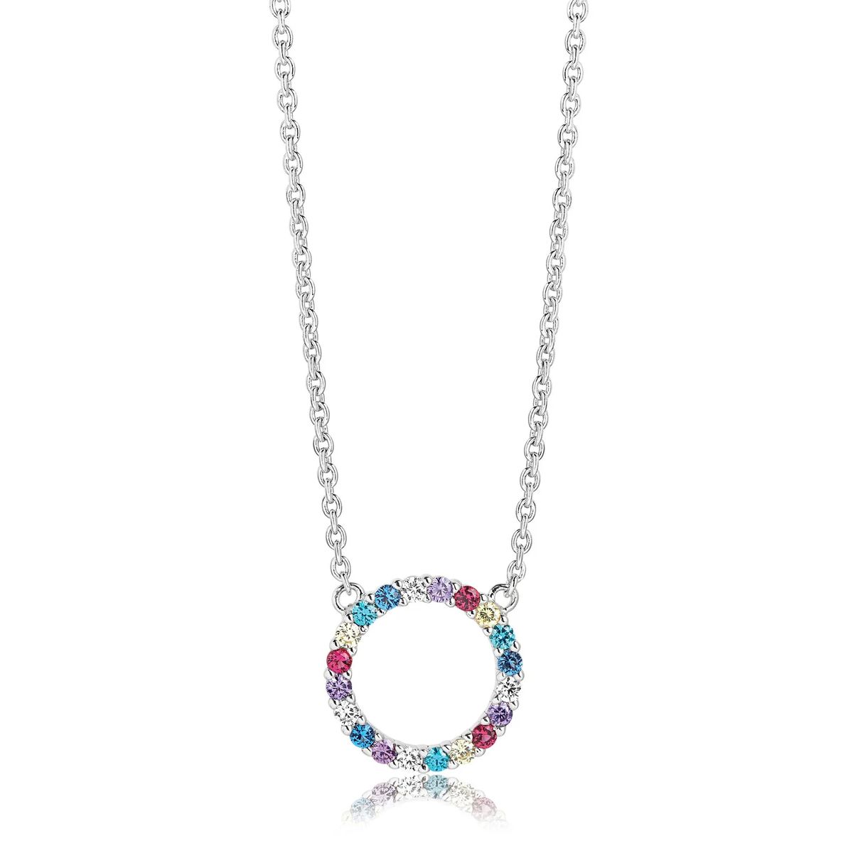 Regenbogen Pavé Kreis Halskette