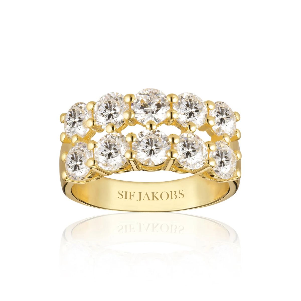 Zweireihiger Statement-Ring mit Steinen