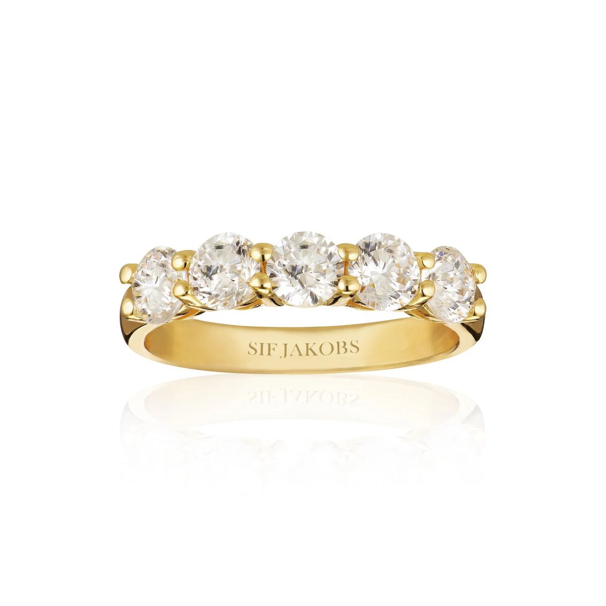 Klassischer Goldring mit fünf Steinen