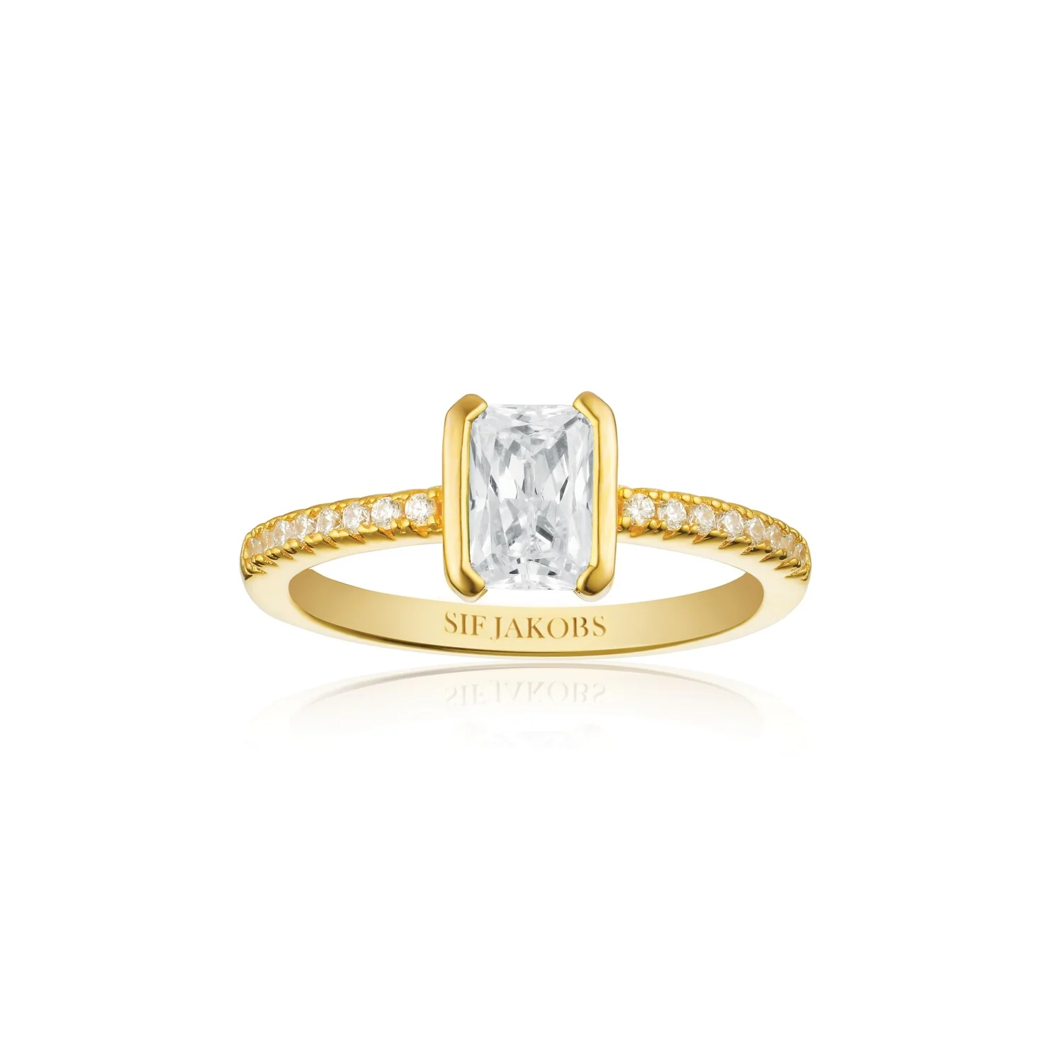 Eleganter Vergoldeter Ring mit Smaragdschliff