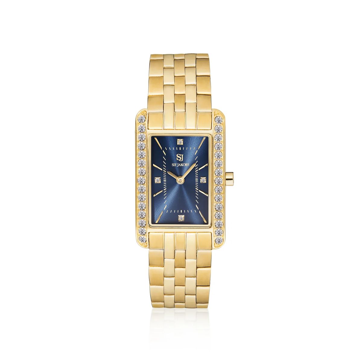 Elegante rechteckige goldfarbene Armbanduhr