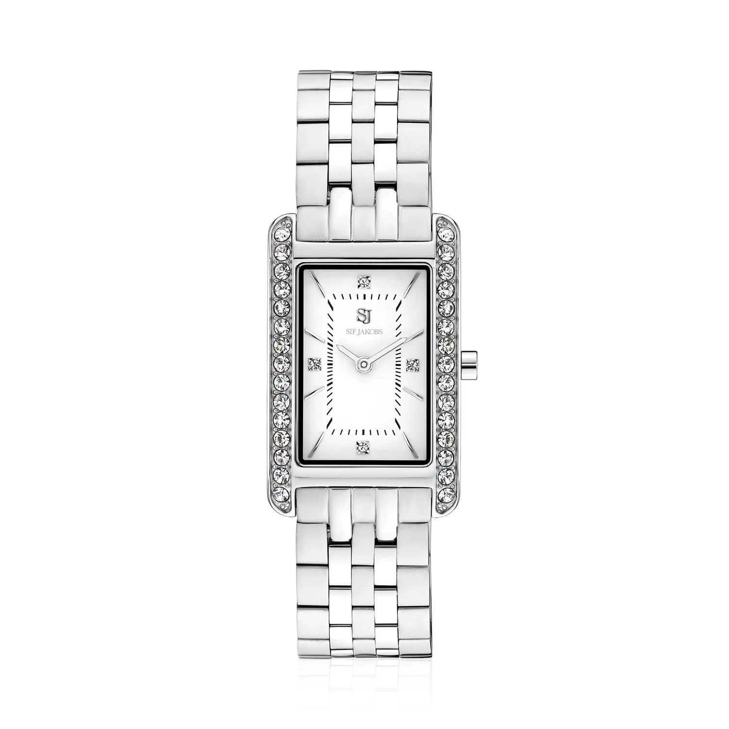 Armbanduhr mit Kristallen und rechteckigem Gehäuse