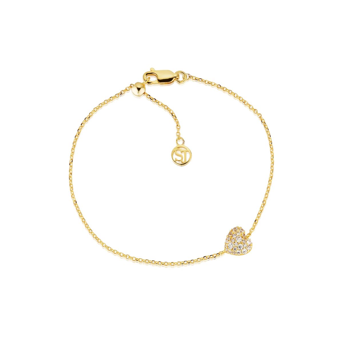 Zartes Pave-Herzarmband in Gold