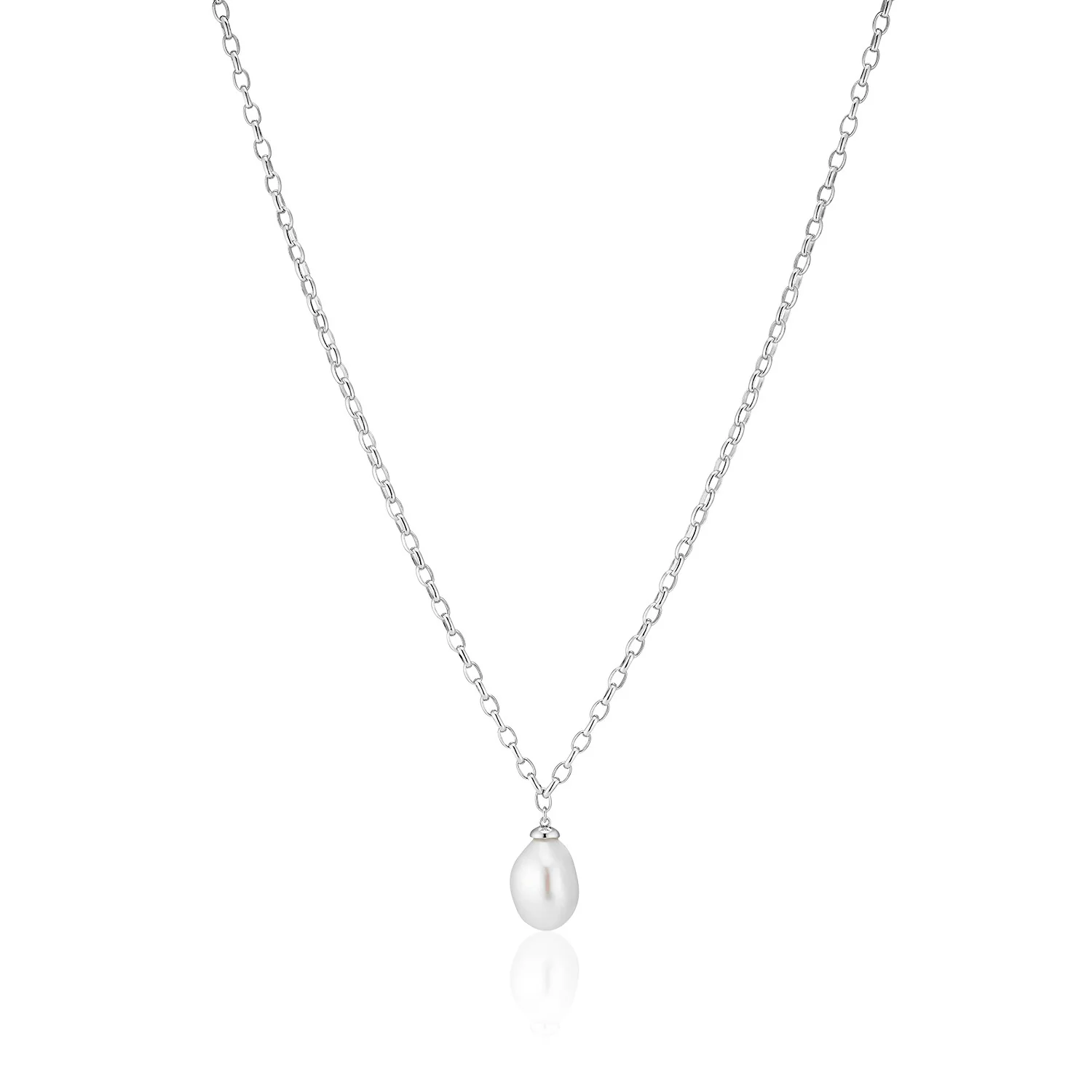 Elegante silberne Perlenanhänger-Halskette