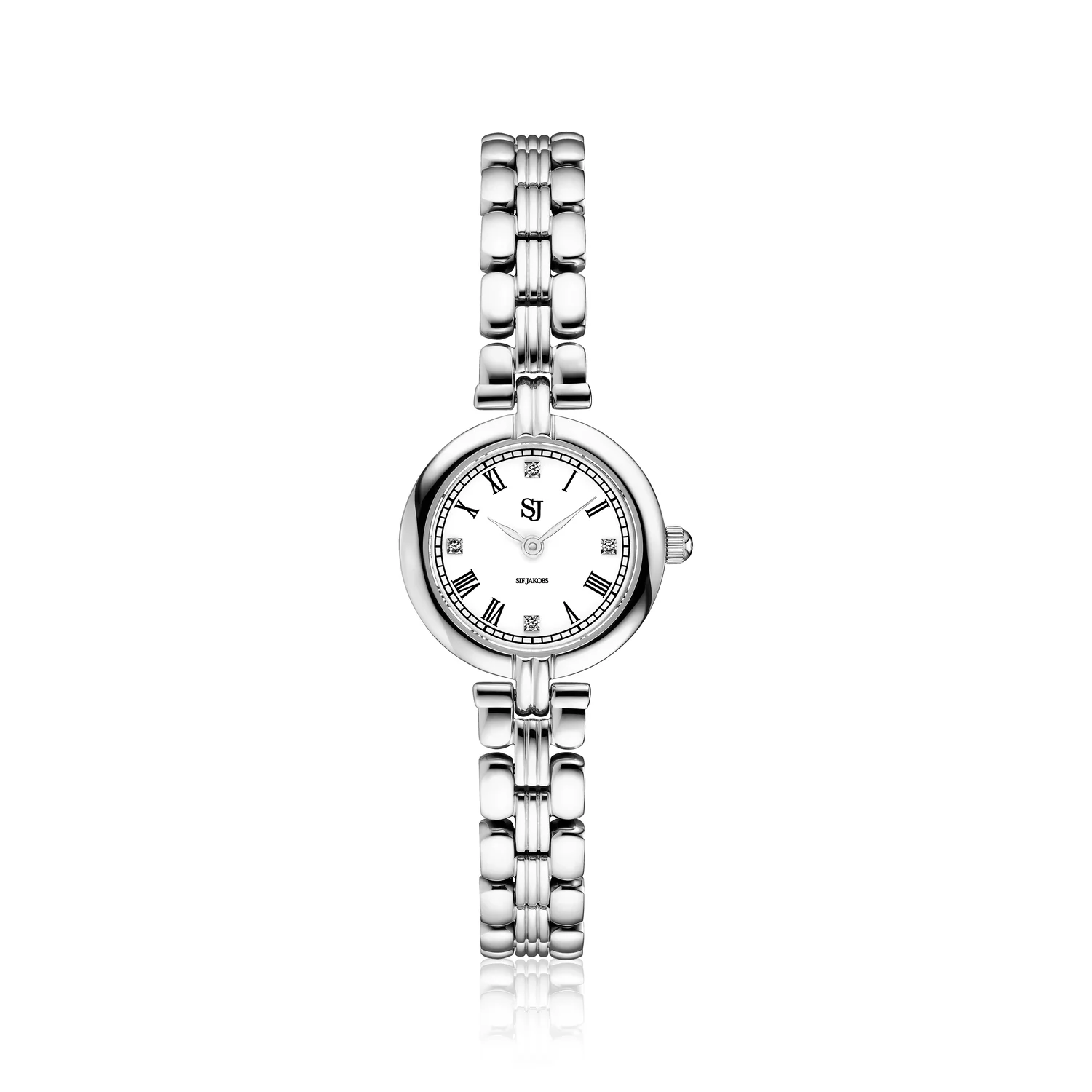 Klassische silberne Armbanduhr mit römischen Ziffern