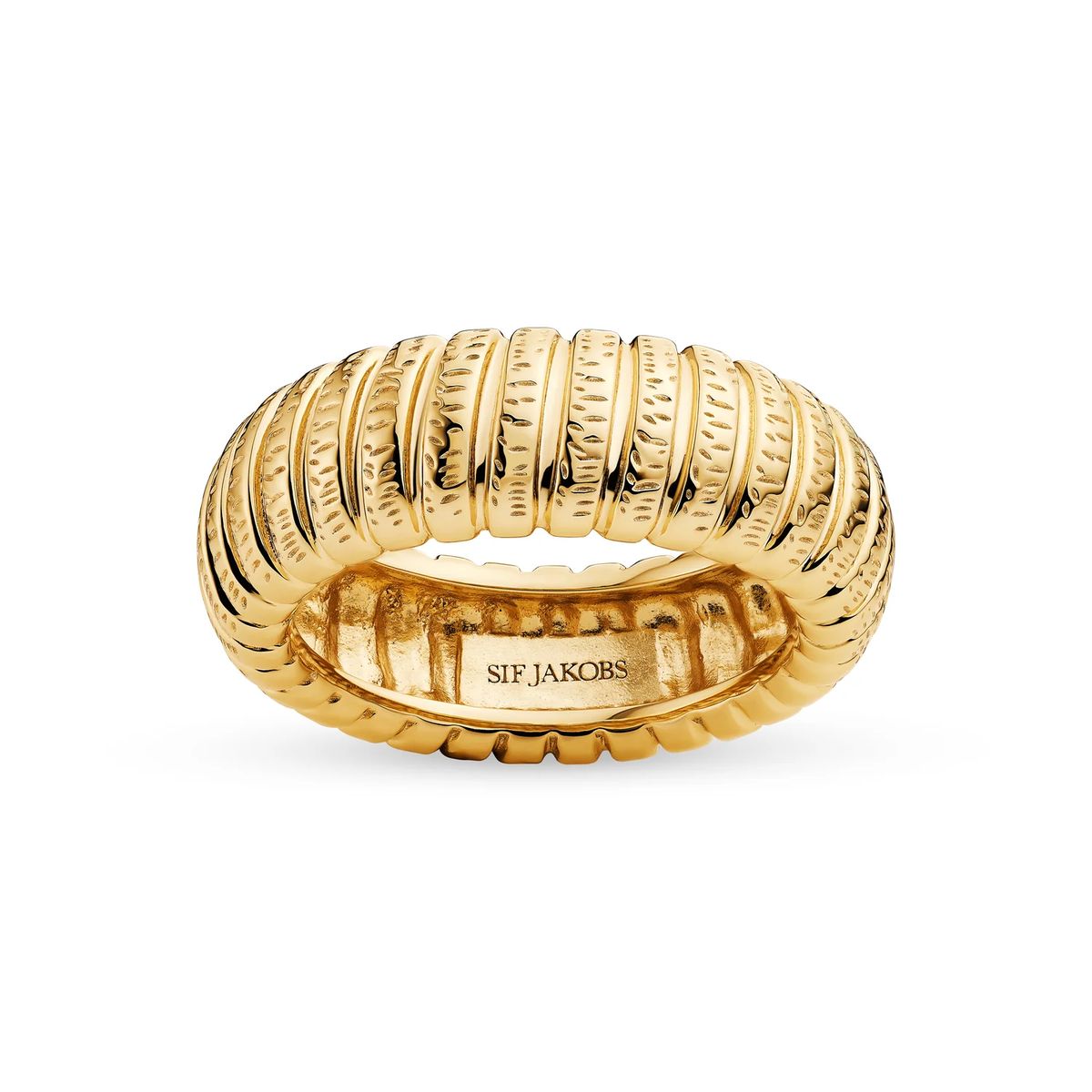 Strukturierter gerippter Bandring in Gold