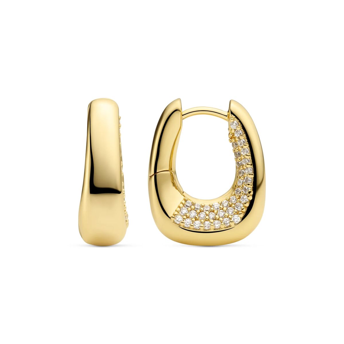 Goldene U-Creolen mit Pavé-Besatz