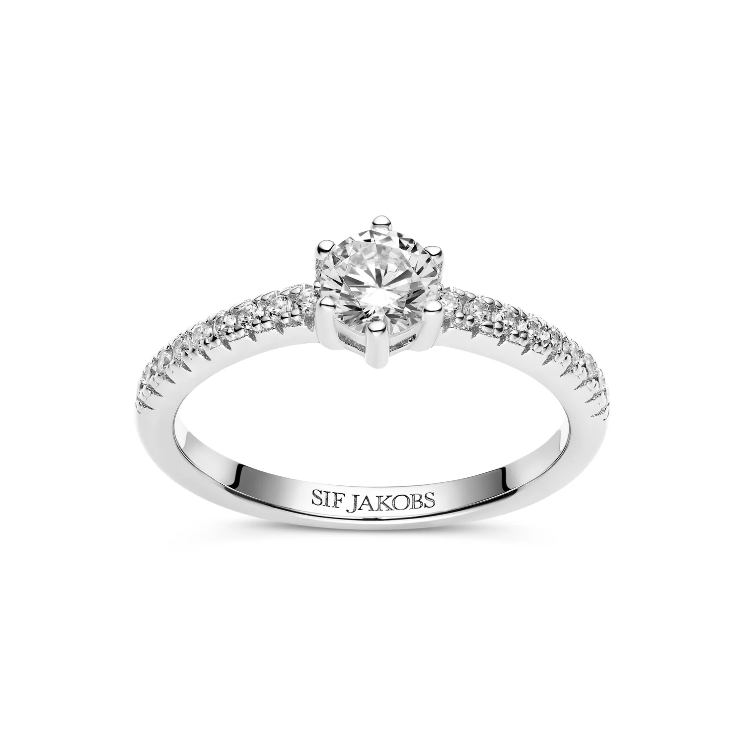 Eleganter Solitärring mit Pavé-Besatz