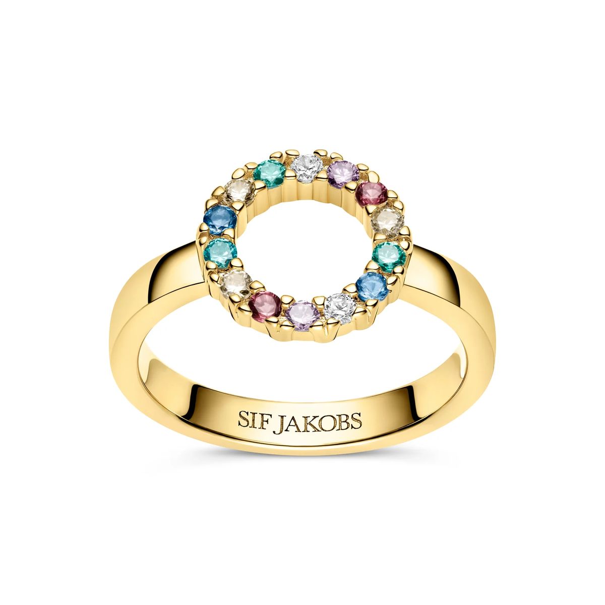 Offener Ring mit bunten Steinen