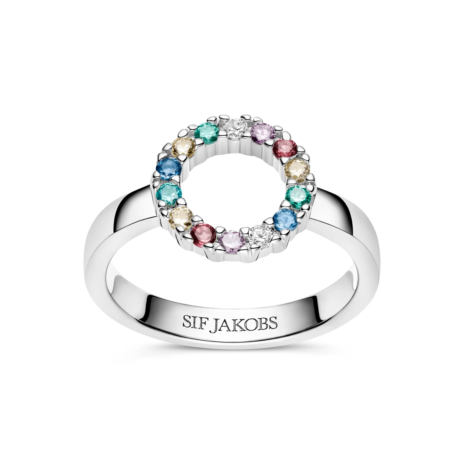 Ring mit Regenbogen-Zirkonia-Kreis