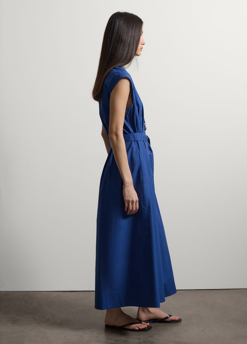 Minimalistisches V-Ausschnitt-Midikleid mit Gürtel