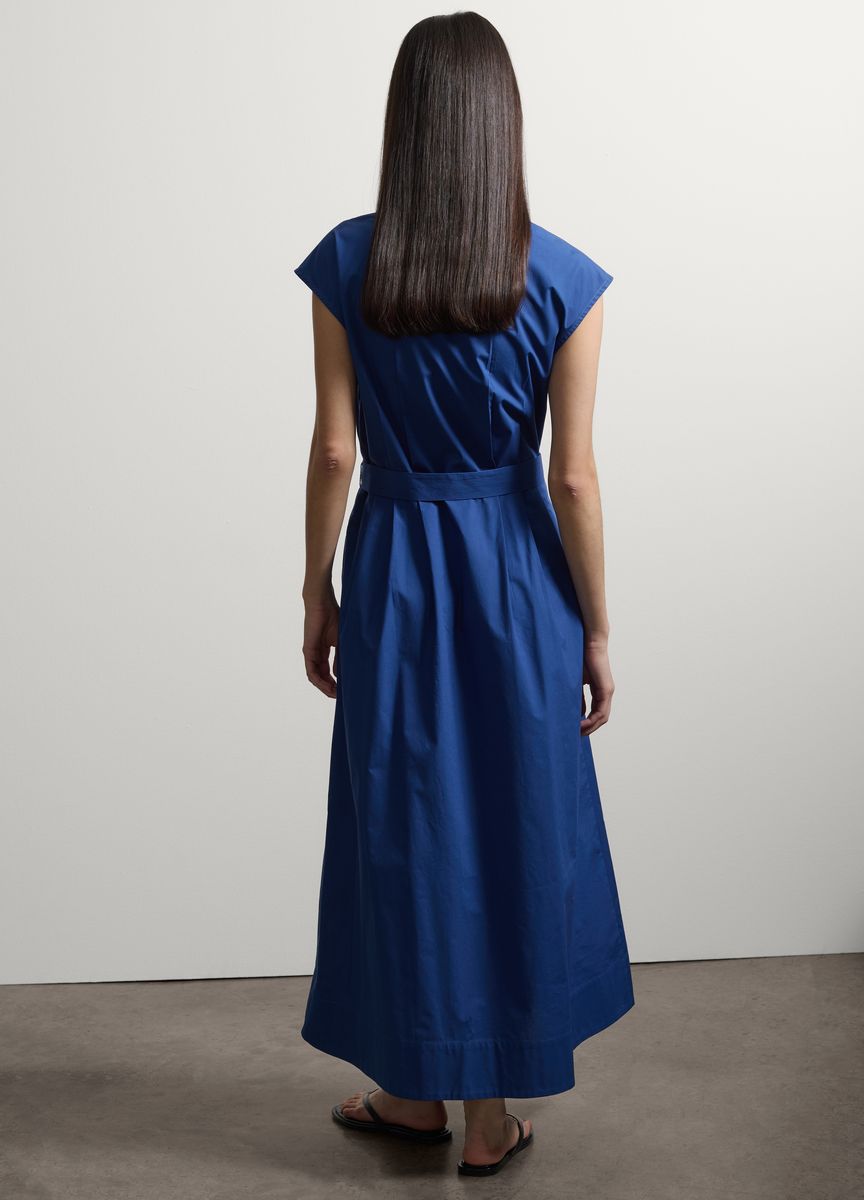 Minimalistisches V-Ausschnitt-Midikleid mit Gürtel