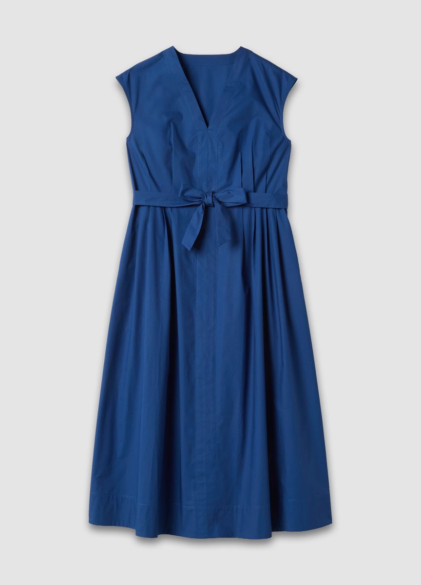 Minimalistisches V-Ausschnitt-Midikleid mit Gürtel