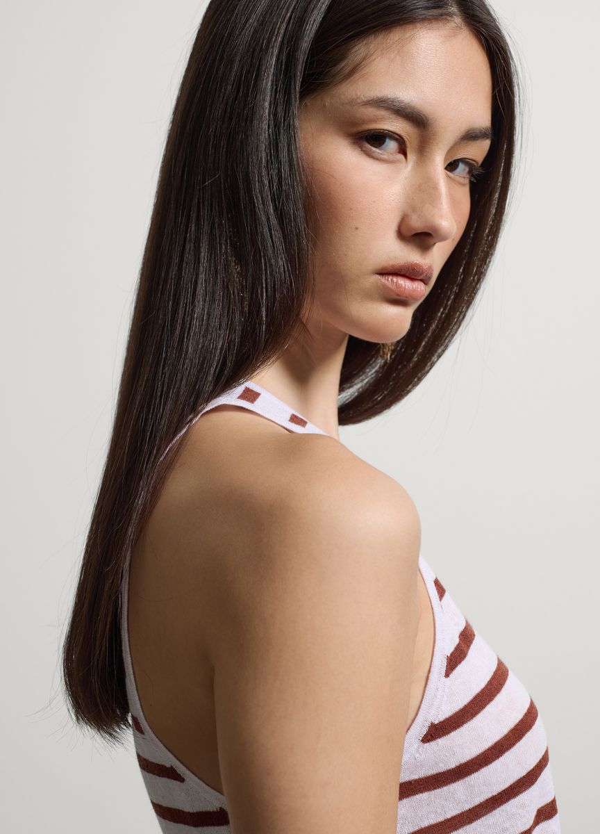Gestreiftes Feinstrick-Top mit Racerback