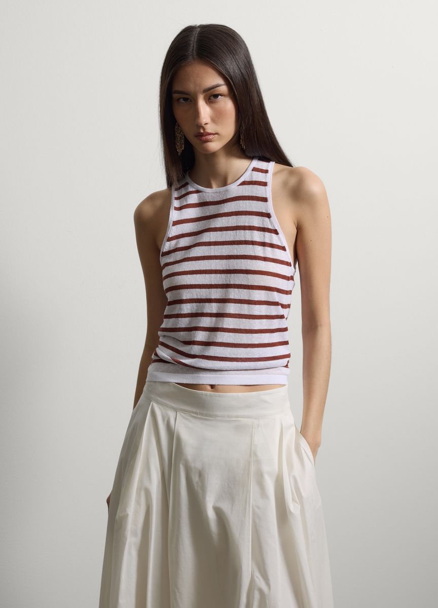 Gestreiftes Feinstrick-Top mit Racerback