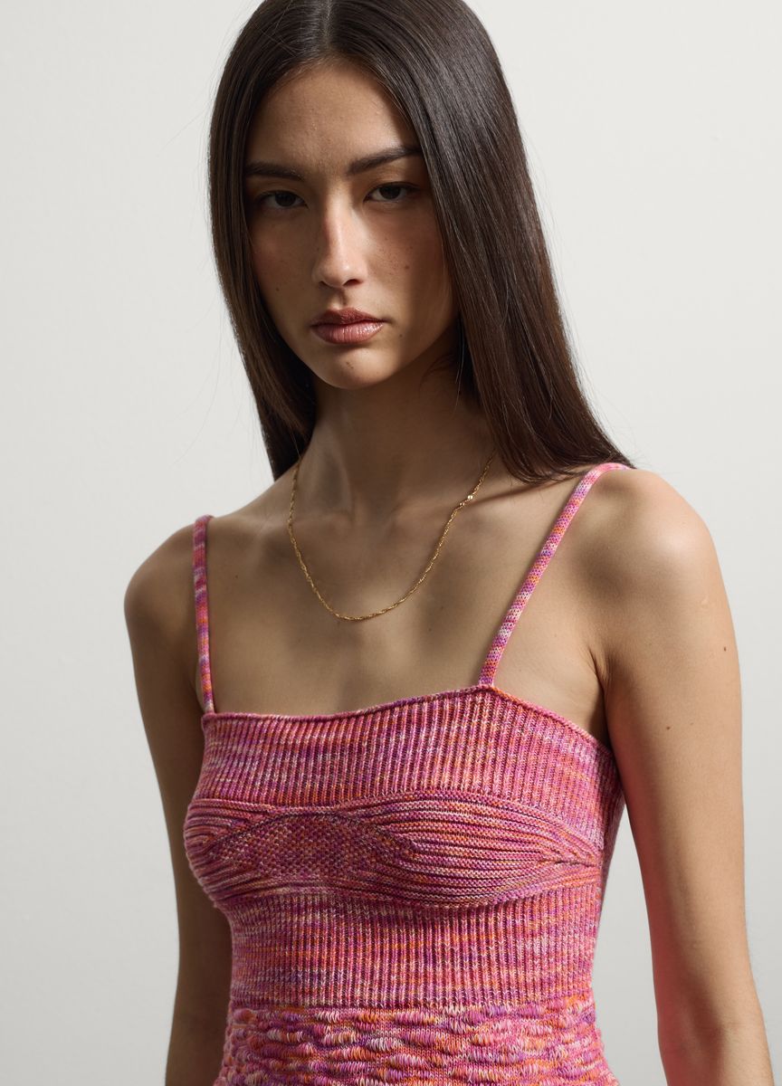Strukturierte Strick-Camisole mit Spaghettiträgern
