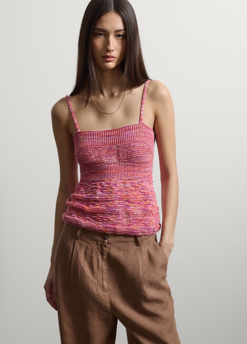 Strukturierte Strick-Camisole mit Spaghettiträgern