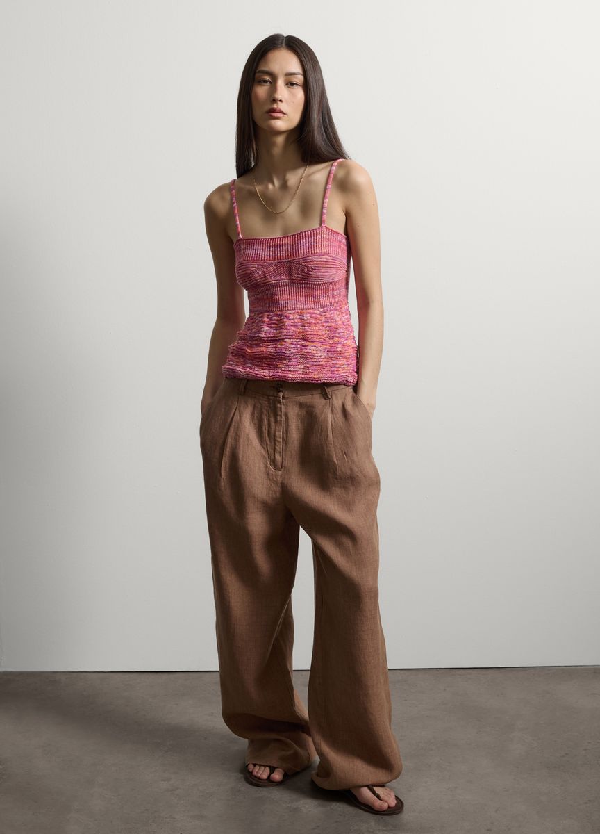 Strukturierte Strick-Camisole mit Spaghettiträgern