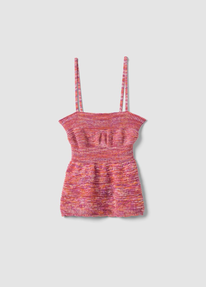 Strukturierte Strick-Camisole mit Spaghettiträgern