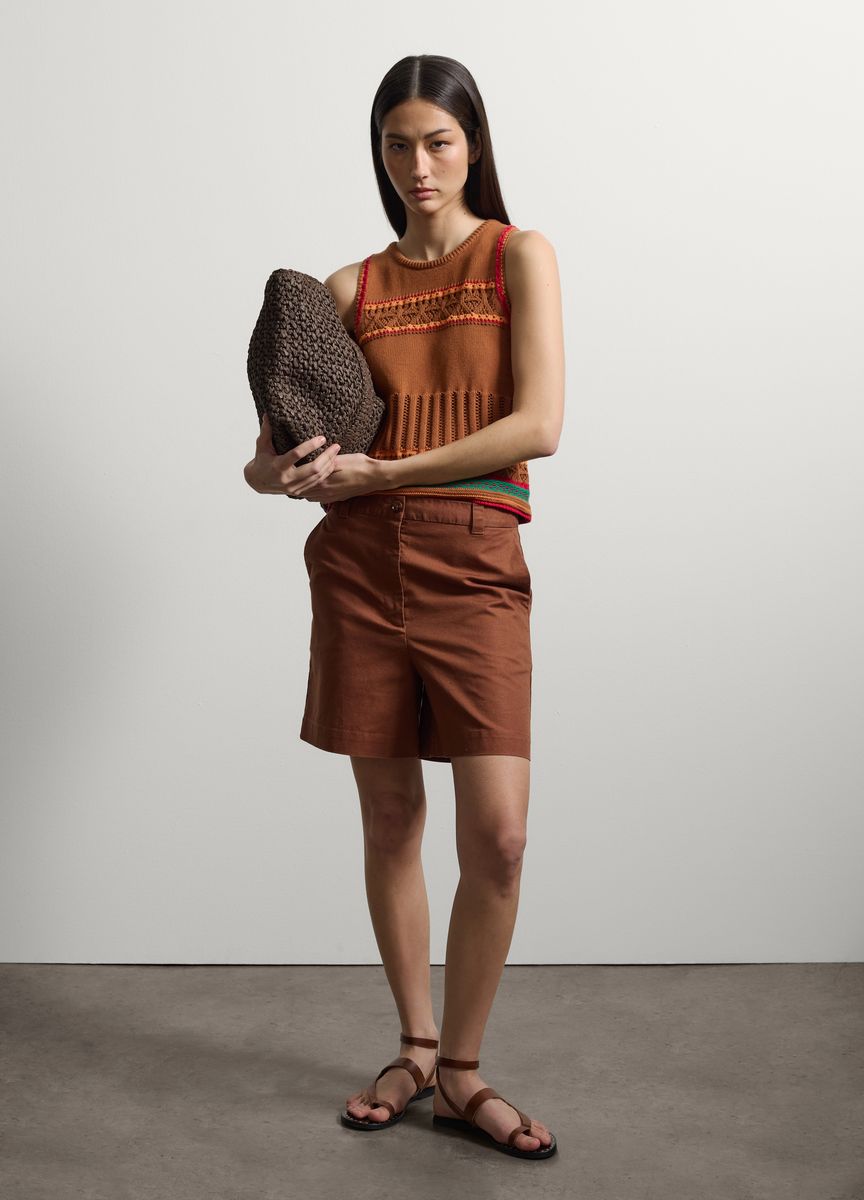 Ärmelloses Stricktop mit Ethno-Muster