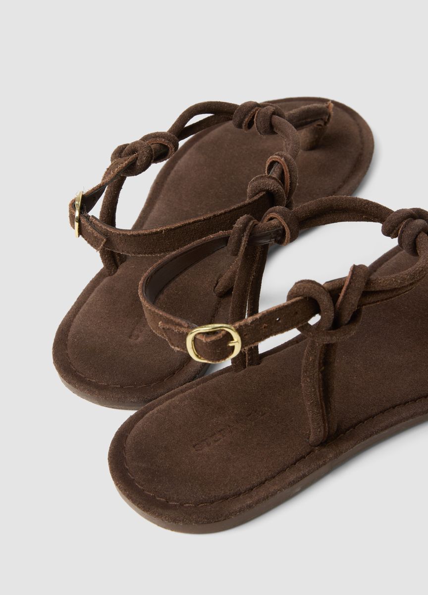 T-Steg-Sandalen mit Knotendetails