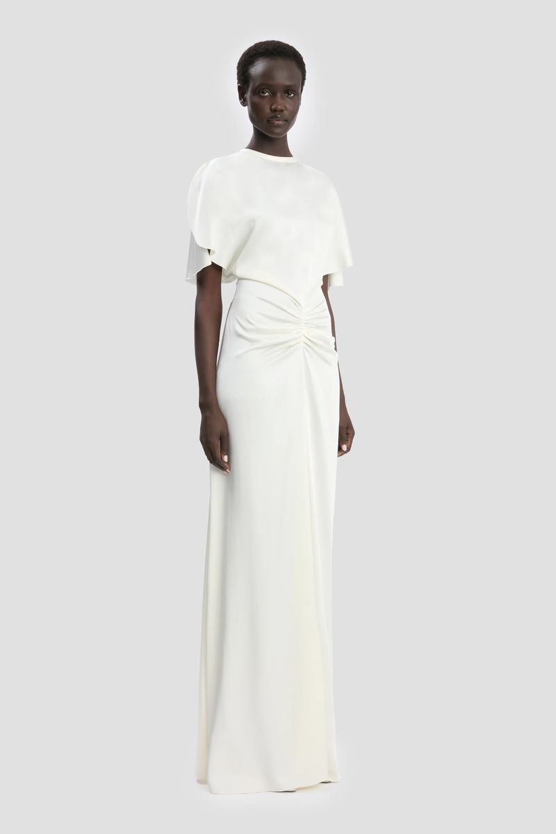 Elegantes Isabella Satin-Abendkleid mit Raffung