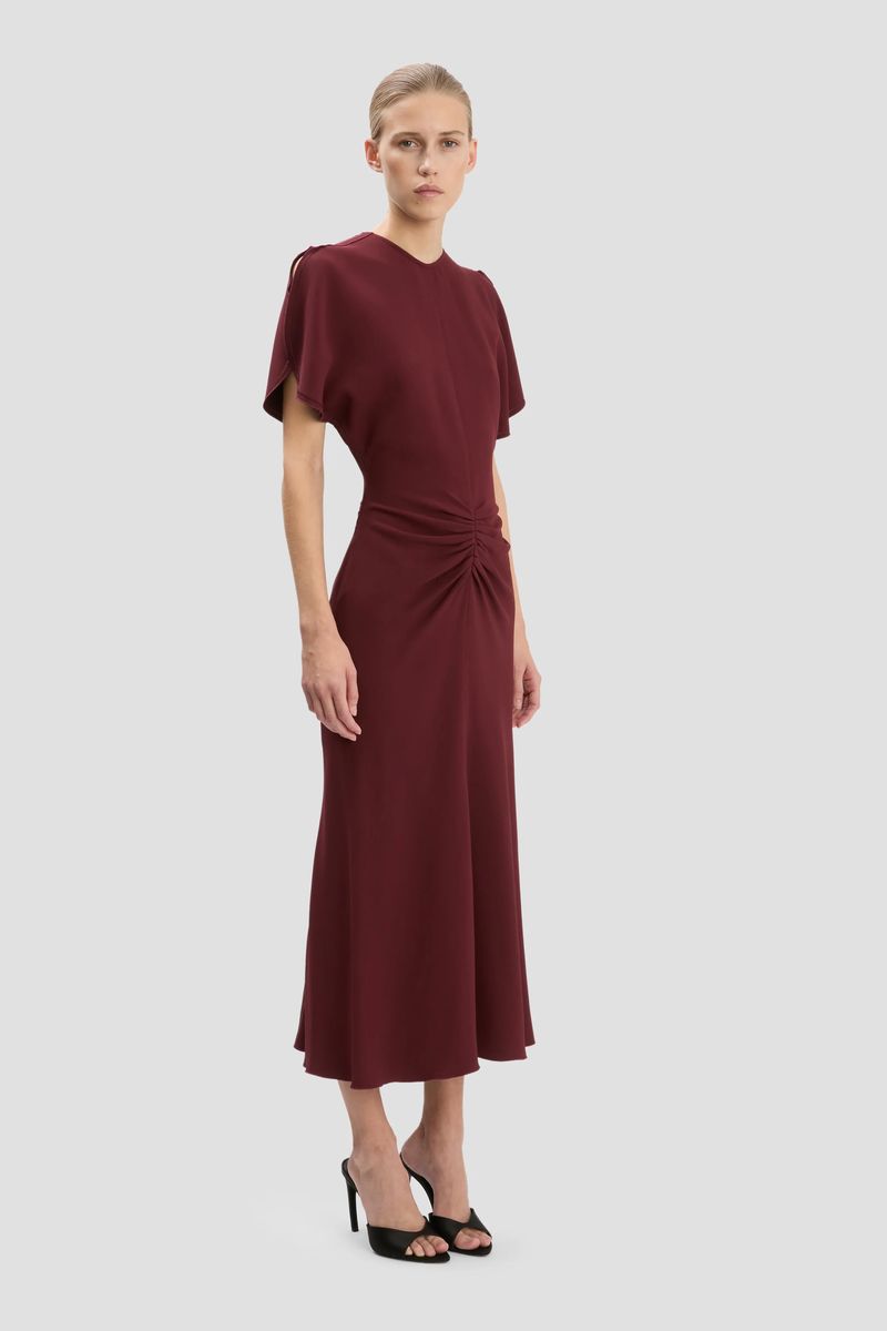 Midi-Kleid mit geraffter Taille