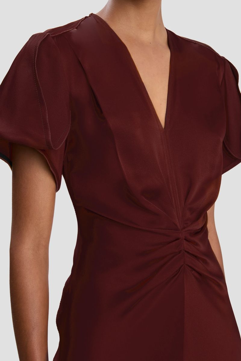 Satin-Midikleid mit Taillenraffung