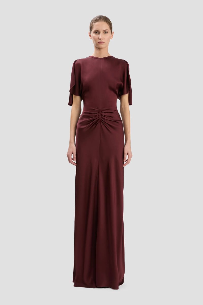Isabella Satin-Abendkleid mit Raffung