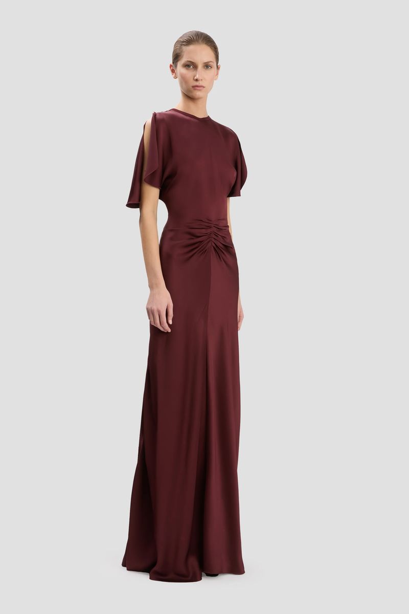 Isabella Satin-Abendkleid mit Raffung
