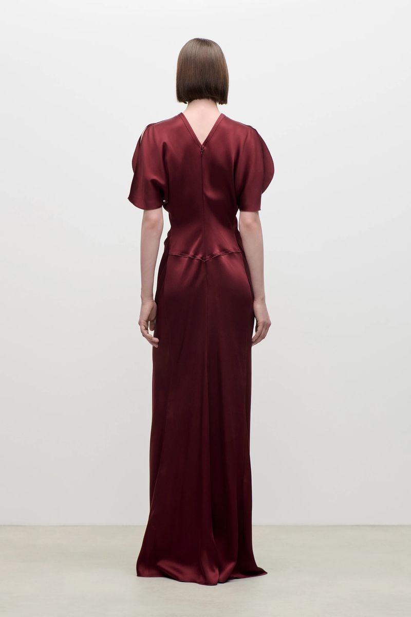 Isabella Satin-Abendkleid mit Raffung