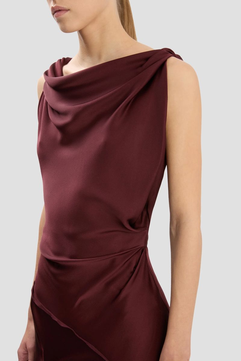 Drapiertes Satin-Midikleid