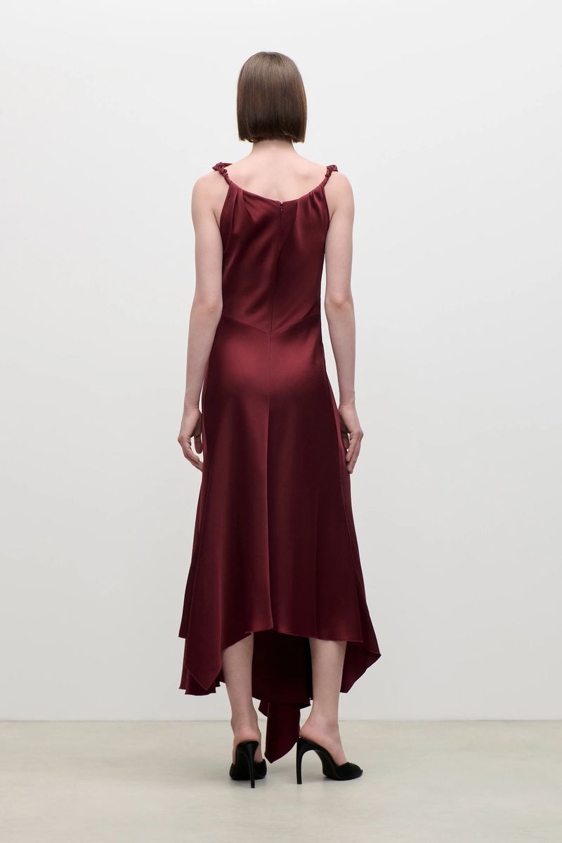Drapiertes Satin-Midikleid