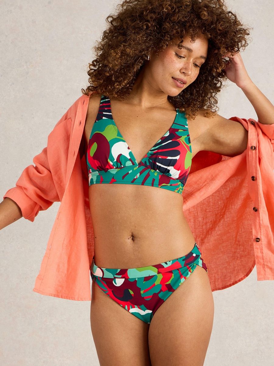 Farbenfrohe Bikinihose mit Tropenmuster