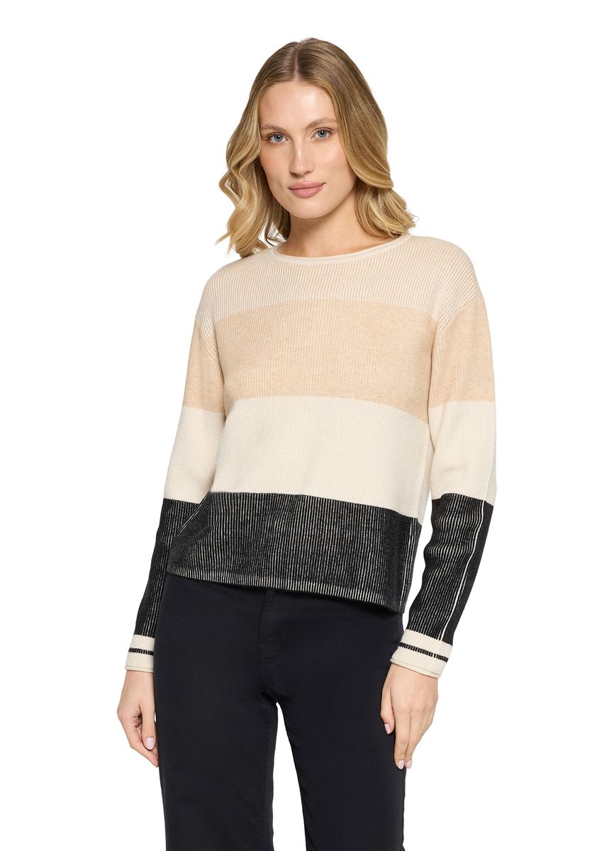 Gestreifter Rippstrick-Pullover