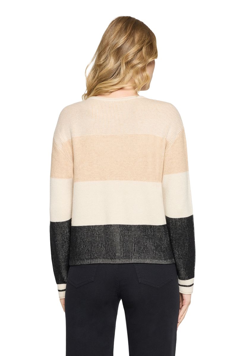 Gestreifter Rippstrick-Pullover
