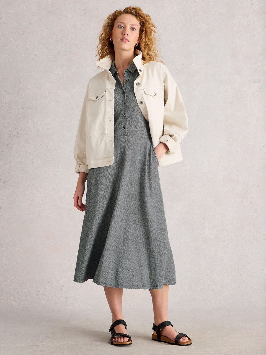 Gestreiftes Jersey-Hemdblusenkleid