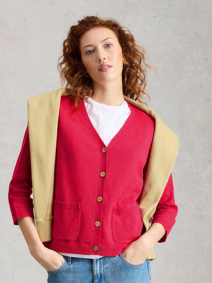 V-Ausschnitt Cardigan aus Leinenmischung