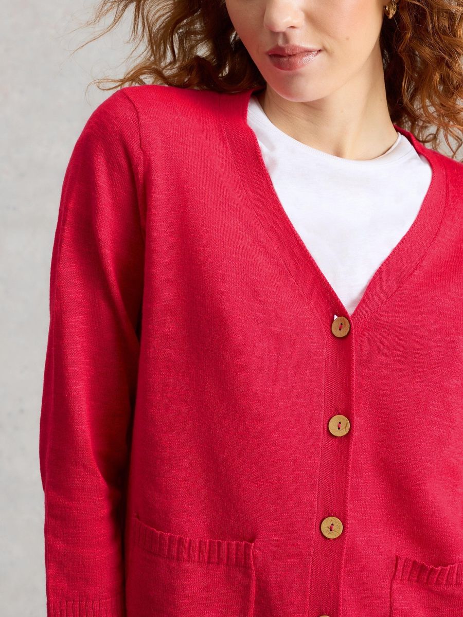 V-Ausschnitt Cardigan aus Leinenmischung
