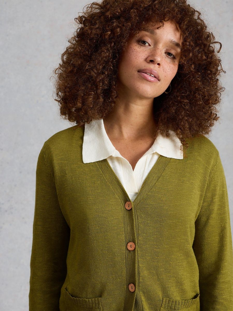 Strickjacke aus Leinenmischung mit Knöpfen