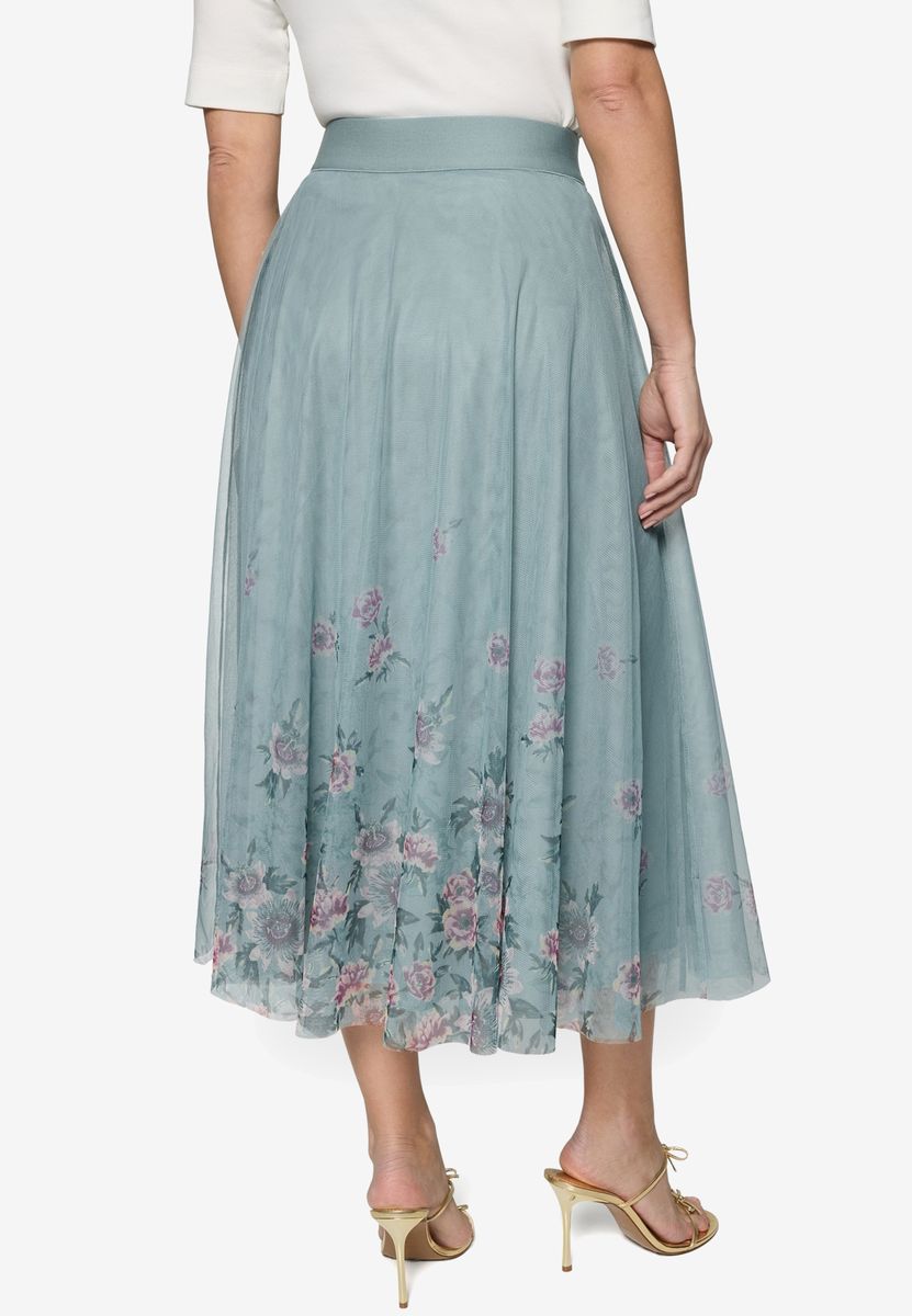 Tüll-Midirock mit Blumenprint