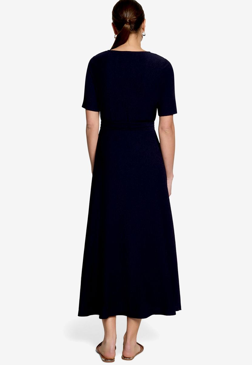Jersey-Wickelkleid in Midilänge mit Gürtel