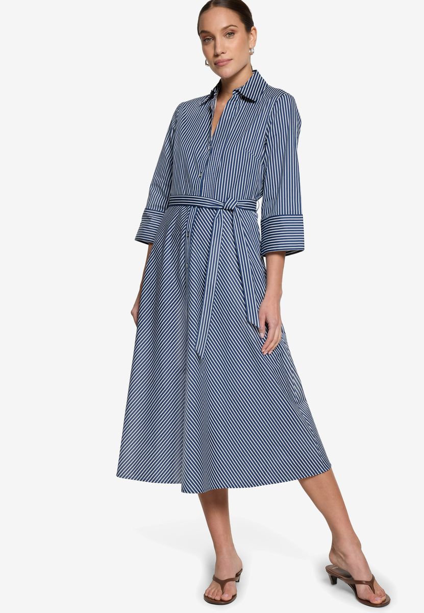 Gestreiftes Hemdblusenkleid in A-Linie