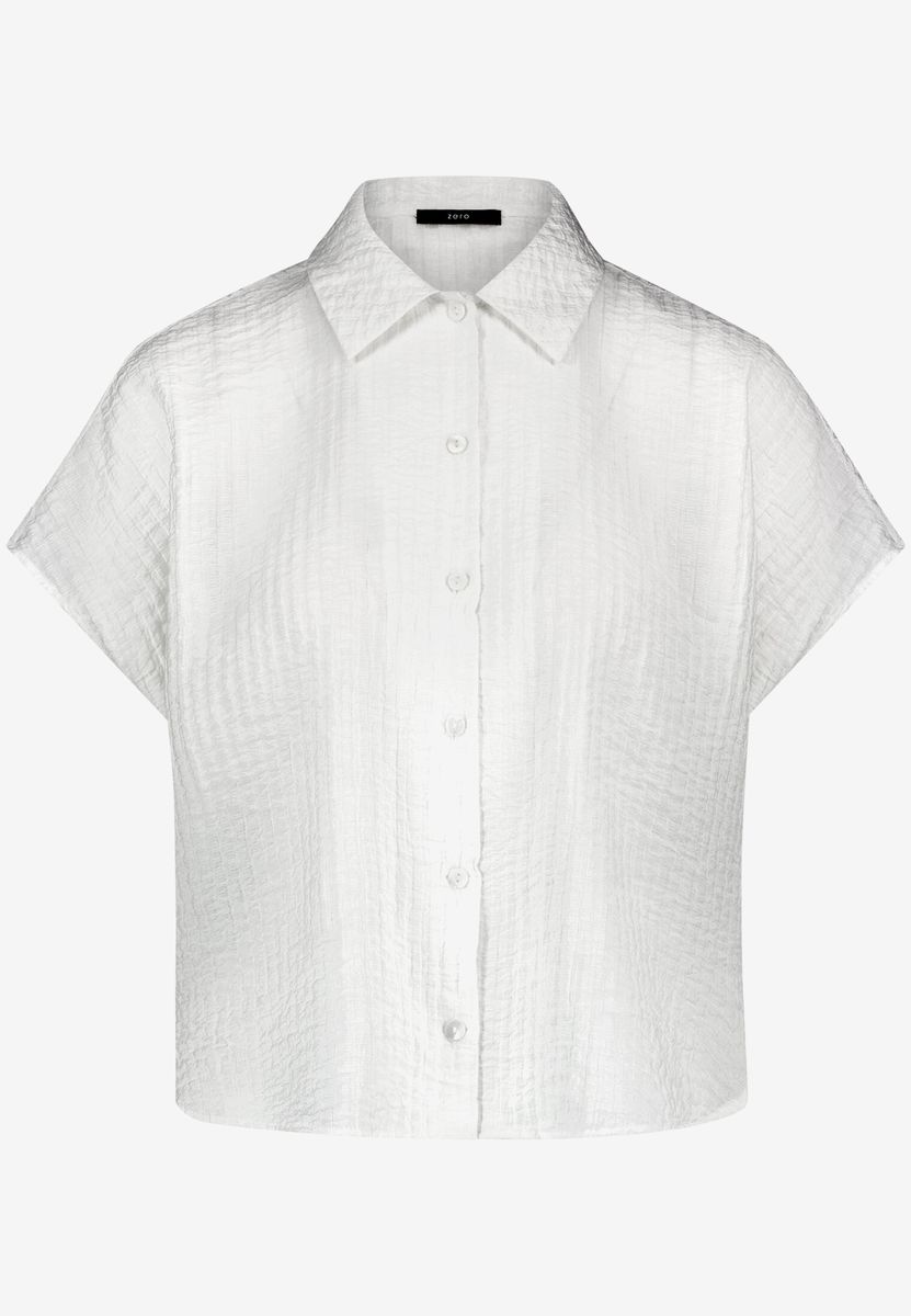 Kurzärmlige Bluse mit Crinkle-Struktur
