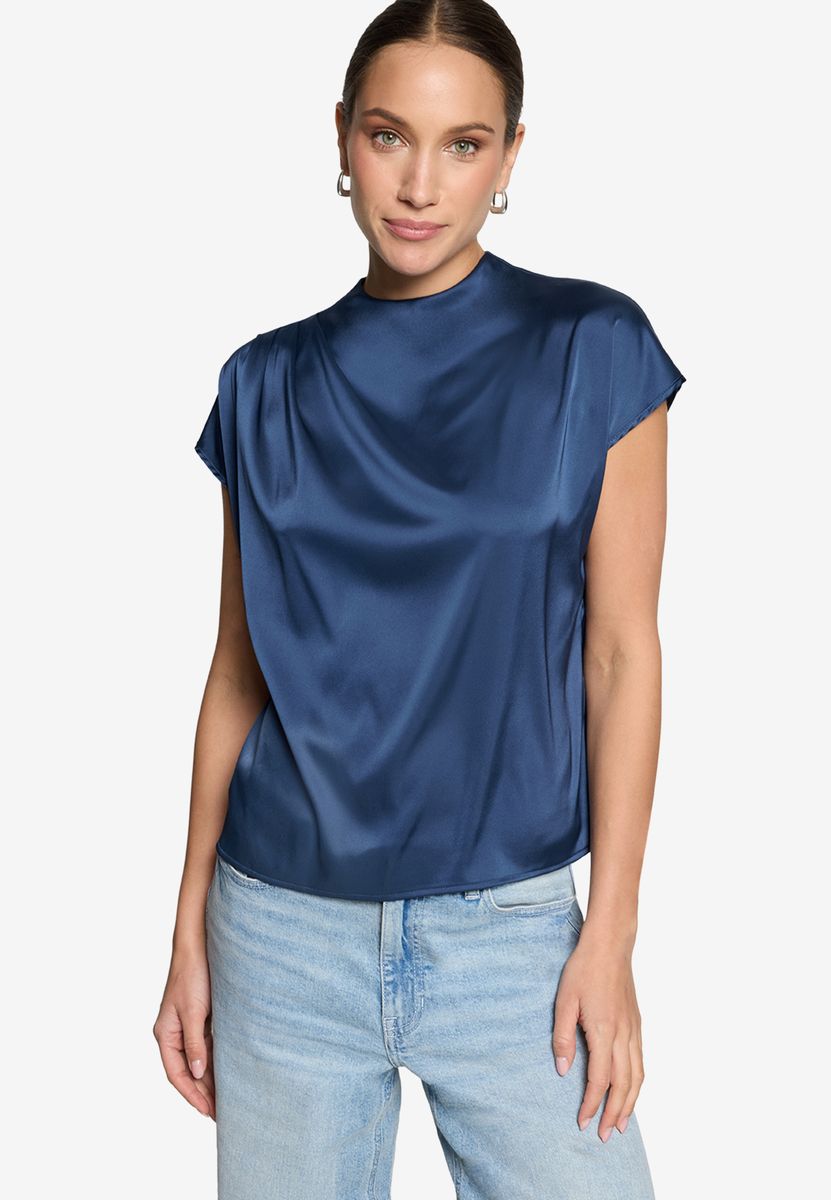 Elegante Satinbluse mit Raffung