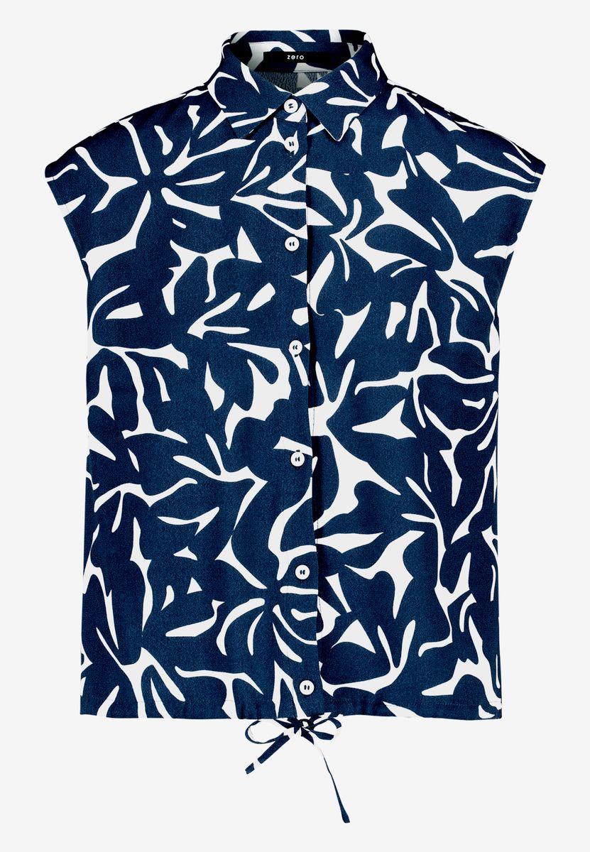 Kurzarmbluse mit abstraktem Blumenmuster