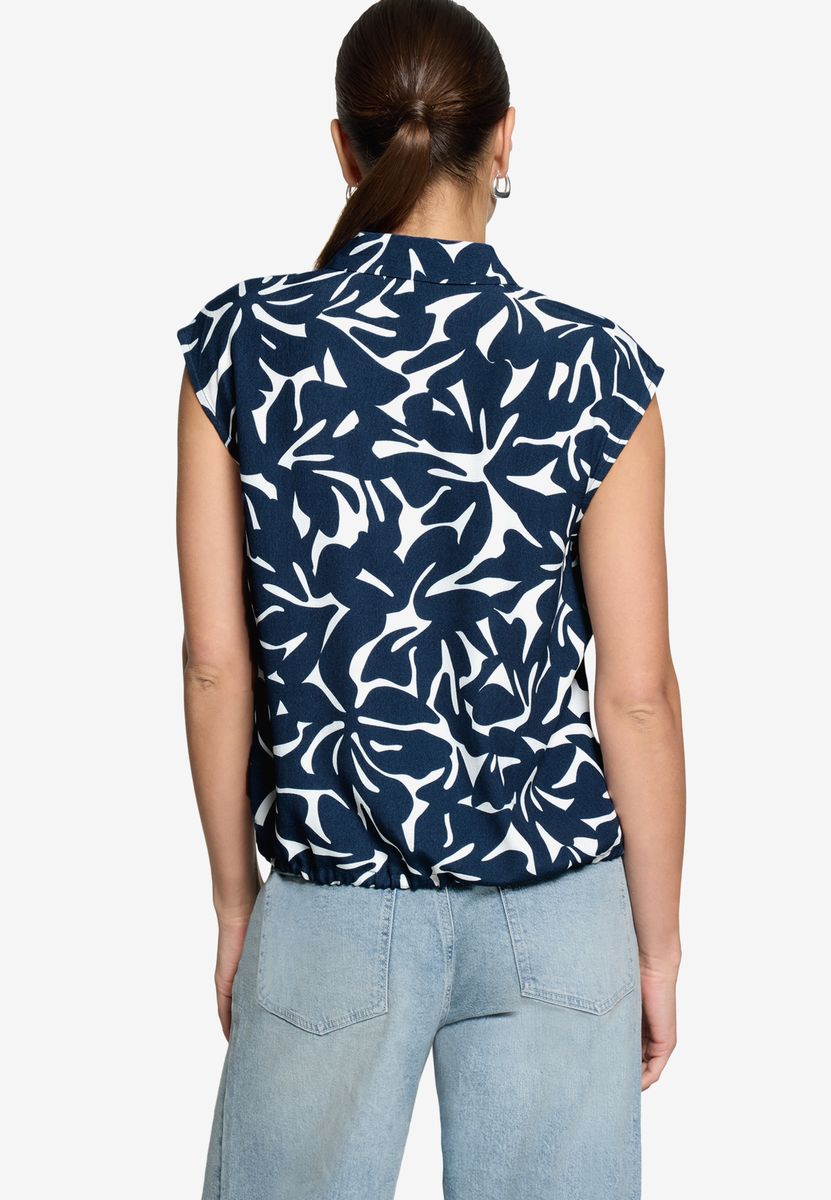 Kurzarmbluse mit abstraktem Blumenmuster