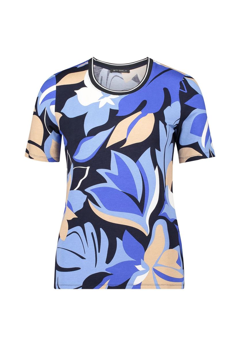 Tailliertes T-Shirt mit abstraktem Blumenmuster